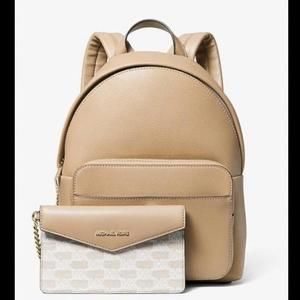 Michael Kors Maisie Medium Leather 2-in-1 Backpack in Camel